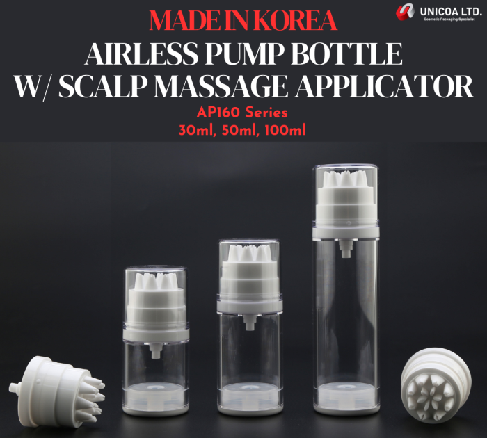 Airless Pump Bottle with Scalp Massage Applicator